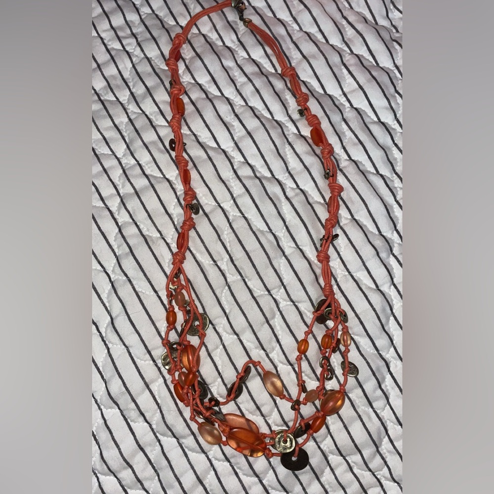 Bohemian Orange Beaded Necklace
